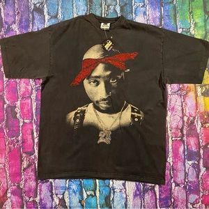 Vintage Tupac 2Pac Studded Jeweled Makaveli Black T-Shirt Mens 2XL
